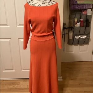 New York & Company Orange Knit Dress Eva Mendes